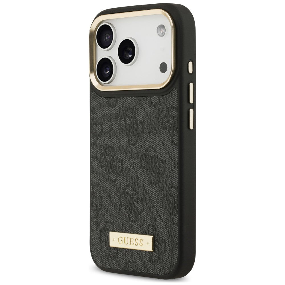 MagSafe Case for Apple iPhone 18 Pro / 17 Pro, Guess, 4G Logo Plate, Black