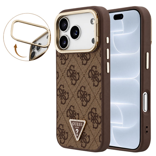 MagSafe tok Apple iPhone 18 Pro / 17 Pro készülékhez, Guess, 4G Triangle Logo & Stand Camera, barna