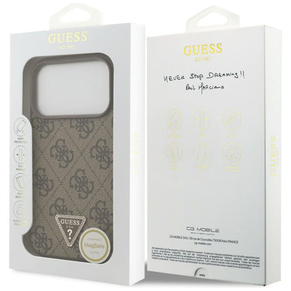 MagSafe tok Apple iPhone 18 Pro / 17 Pro-hoz, Guess, 4G Triangle Strass, Barna
