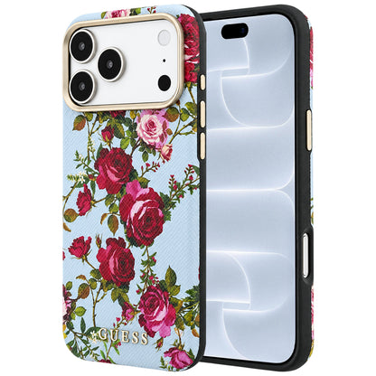 MagSafe tok Apple iPhone 18 Pro / 17 Pro készülékhez, Guess, Blossom Roses Print, kék