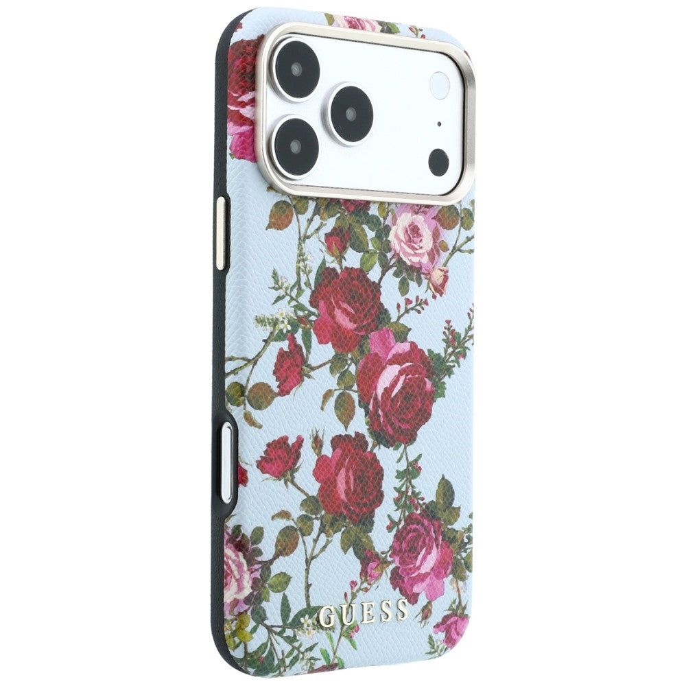 MagSafe tok Apple iPhone 18 Pro / 17 Pro készülékhez, Guess, Blossom Roses Print, kék