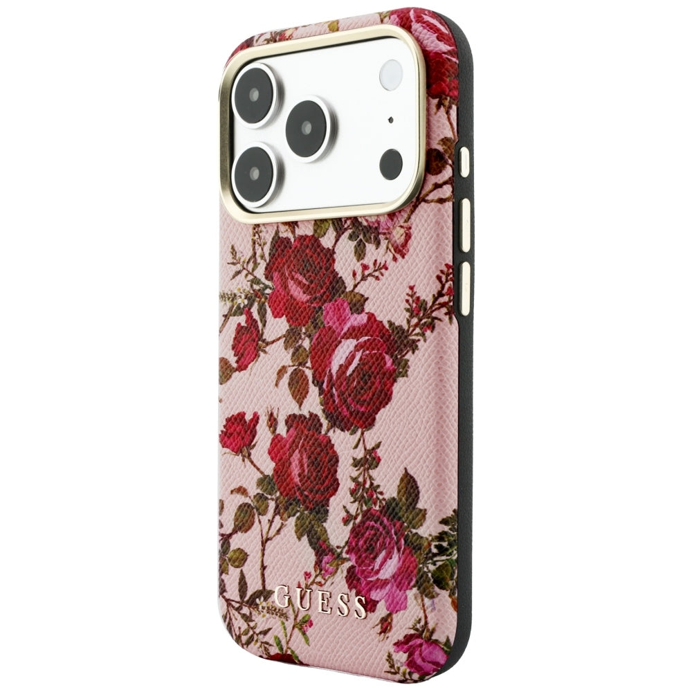 MagSafe Case for Apple iPhone 18 Pro / 17 Pro, Guess, Blossom Roses Print, Pink