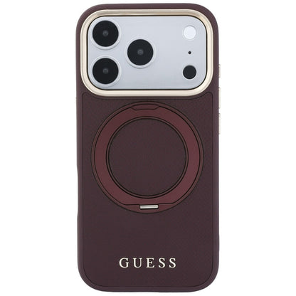 MagSafe tok Apple iPhone 18 Pro / 17 Pro készülékhez, Guess, Grained Ring Stand 360 Classic, bordó