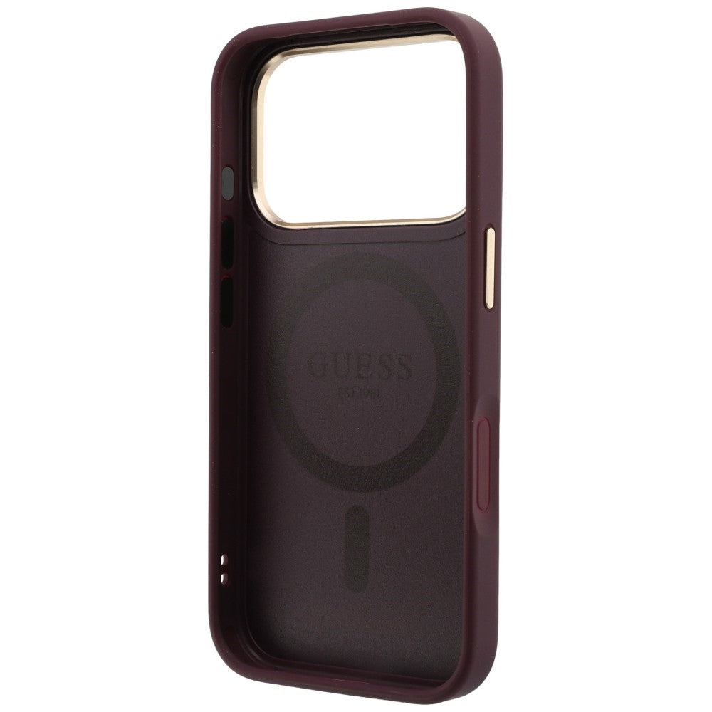 MagSafe tok Apple iPhone 18 Pro / 17 Pro készülékhez, Guess, Grained Ring Stand 360 Classic, bordó
