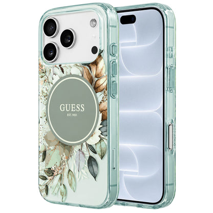 MagSafe tok Apple iPhone 18 Pro / 17 Pro készülékhez, Guess, IML Flower & Tonal Circle, zöld