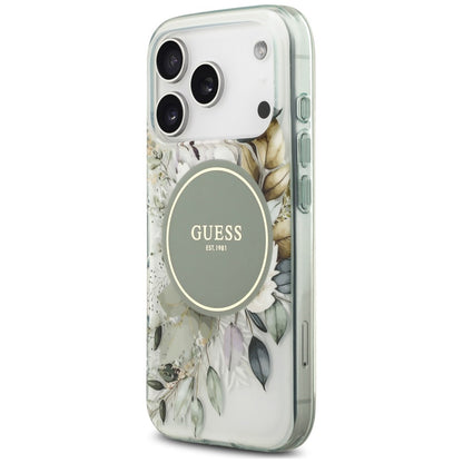 MagSafe tok Apple iPhone 18 Pro / 17 Pro készülékhez, Guess, IML Flower & Tonal Circle, zöld