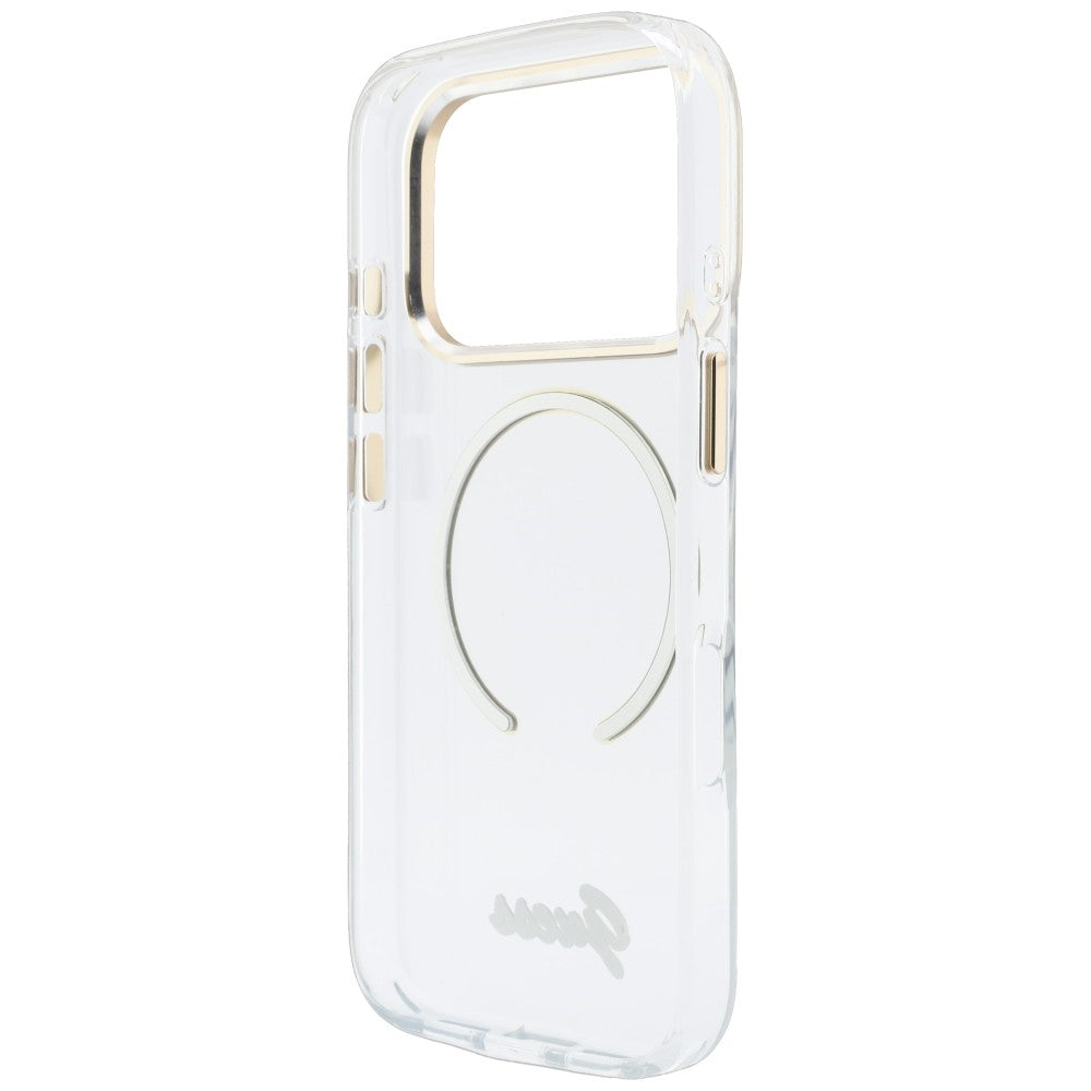 MagSafe tok Apple iPhone 18 Pro / 17 Pro készülékhez, Guess, IML Script Metal, átlátszó