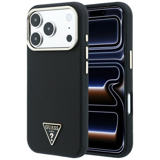 MagSafe tok Apple iPhone 18 Pro / 17 Pro-hoz, Guess, Kevlar Háromszög Logó, Fekete