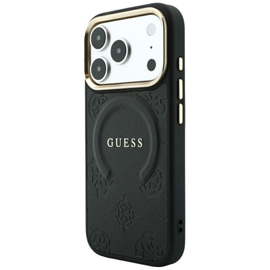 MagSafe tok Apple iPhone 18 Pro / 17 Pro-hoz, Guess, Saffiano Peony Ring, Fekete