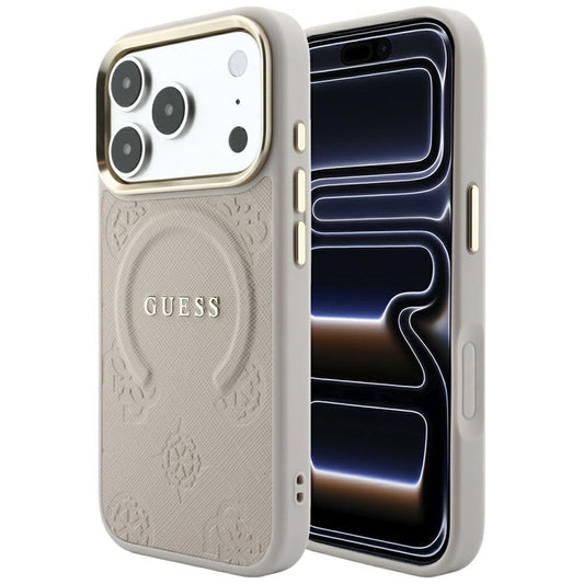 MagSafe tok Apple iPhone 18 Pro / 17 Pro készülékhez, Guess, Saffiano Peony Ring, Rózsaszín