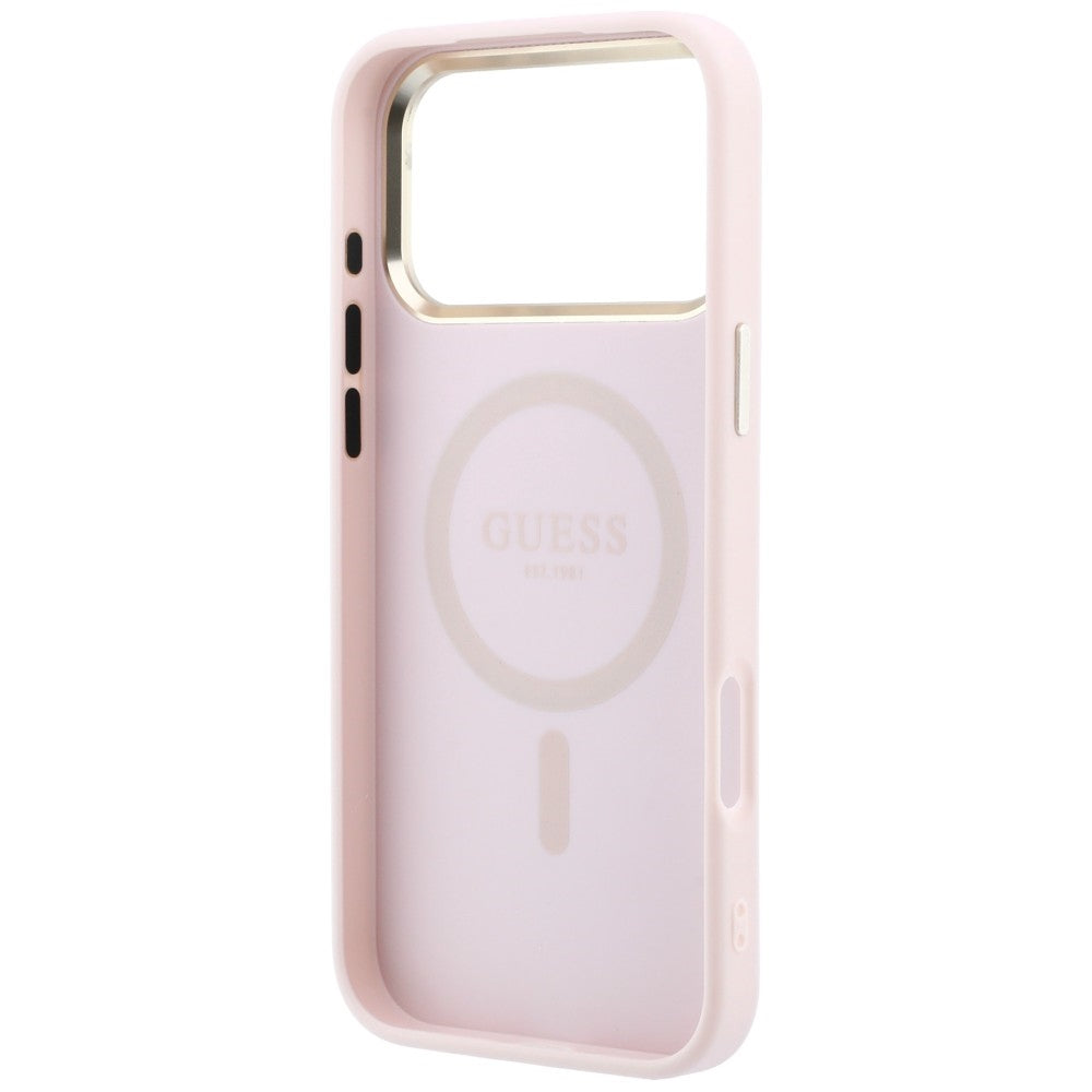 MagSafe Case for Apple iPhone 18 Pro / 17 Pro, Guess, Saffiano Small 4G Classic, Pink