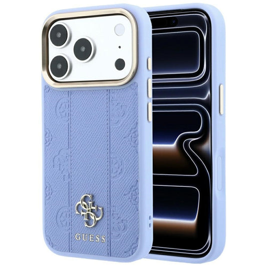 MagSafe tok Apple iPhone 18 Pro / 17 Pro-hoz, Guess, Stripe Peony 4G, Kék