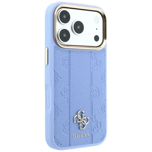 MagSafe tok Apple iPhone 18 Pro / 17 Pro-hoz, Guess, Stripe Peony 4G, Kék