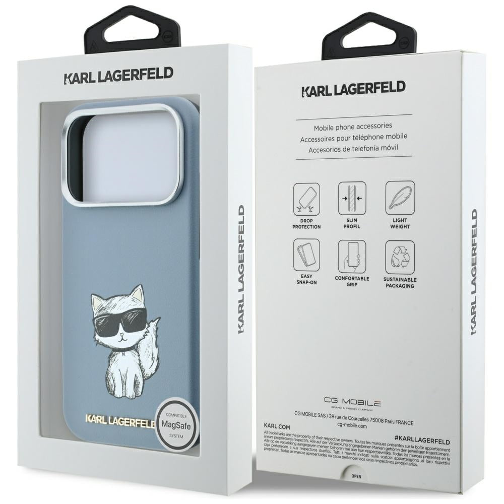 MagSafe tok Apple iPhone 18 Pro / 17 Pro-hoz, Karl Lagerfeld, Choupette Sketch, Kék