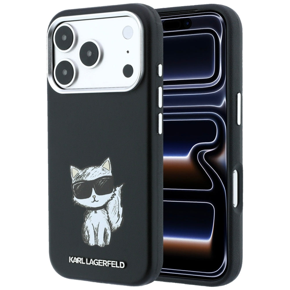 MagSafe tok Apple iPhone 18 Pro / 17 Pro készülékhez, Karl Lagerfeld, Choupette Sketch, Fekete