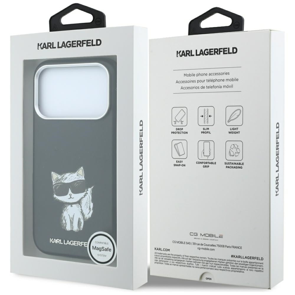 MagSafe tok Apple iPhone 18 Pro / 17 Pro készülékhez, Karl Lagerfeld, Choupette Sketch, Fekete
