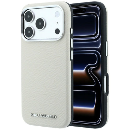 MagSafe tok Apple iPhone 18 Pro / 17 Pro-hoz, Karl Lagerfeld, Barázdált Hosszúkás Logó, Bézs