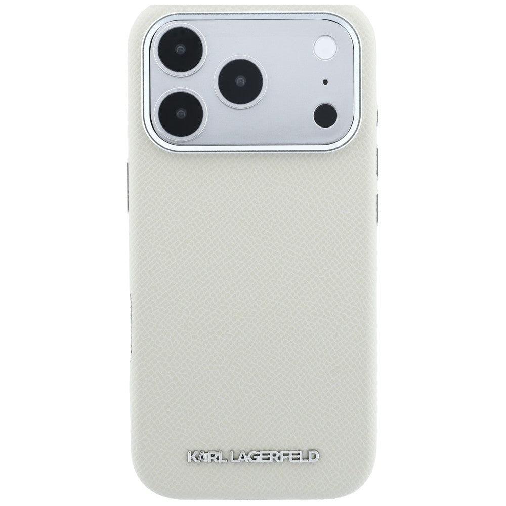 MagSafe tok Apple iPhone 18 Pro / 17 Pro-hoz, Karl Lagerfeld, Barázdált Hosszúkás Logó, Bézs
