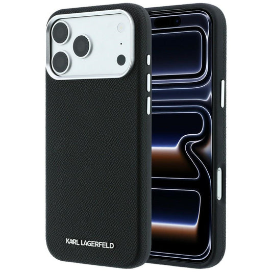 MagSafe tok Apple iPhone 18 Pro / 17 Pro-hoz, Karl Lagerfeld, Barázdált Hosszúkás Logó, Fekete