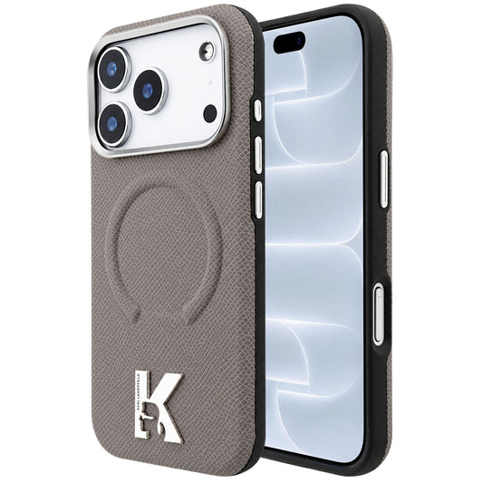 MagSafe tok Apple iPhone 18 Pro / 17 Pro-hoz, Karl Lagerfeld, szemcsés dombornyomott gyűrű, bézs