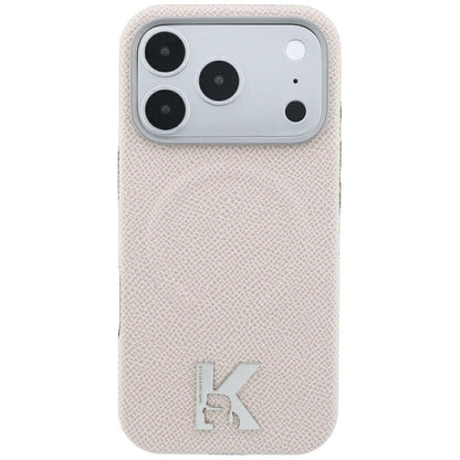 MagSafe tok Apple iPhone 18 Pro / 17 Pro-hoz, Karl Lagerfeld, szemcsés dombornyomott gyűrű, bézs
