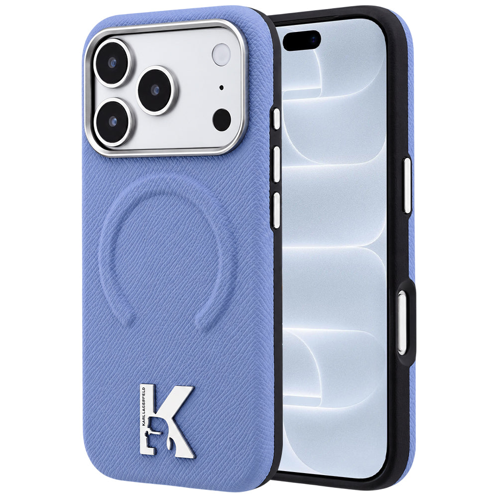 MagSafe tok Apple iPhone 18 Pro / 17 Pro készülékhez, Karl Lagerfeld, Grained Embossed Ring, kék