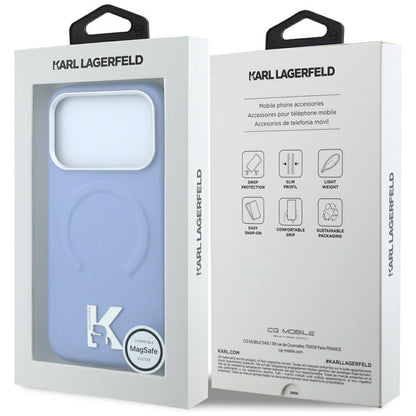 MagSafe tok Apple iPhone 18 Pro / 17 Pro készülékhez, Karl Lagerfeld, Grained Embossed Ring, kék
