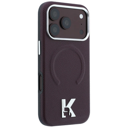 MagSafe tok Apple iPhone 18 Pro / 17 Pro számára, Karl Lagerfeld, szemcsés dombornyomott gyűrű, bordó