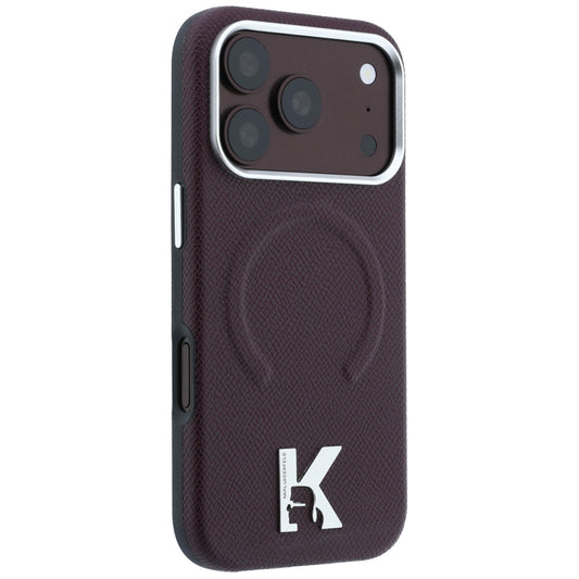 MagSafe tok Apple iPhone 18 Pro / 17 Pro számára, Karl Lagerfeld, szemcsés dombornyomott gyűrű, bordó