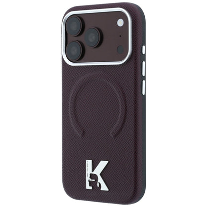 MagSafe tok Apple iPhone 18 Pro / 17 Pro számára, Karl Lagerfeld, szemcsés dombornyomott gyűrű, bordó