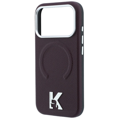 MagSafe tok Apple iPhone 18 Pro / 17 Pro számára, Karl Lagerfeld, szemcsés dombornyomott gyűrű, bordó