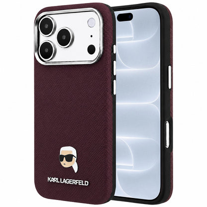 MagSafe tok Apple iPhone 18 Pro / 17 Pro számára, Karl Lagerfeld, Grained Karl Head's Metal, Bordó