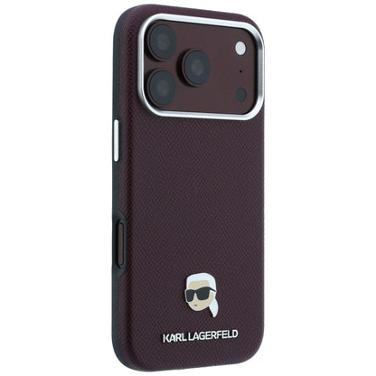 MagSafe tok Apple iPhone 18 Pro / 17 Pro számára, Karl Lagerfeld, Grained Karl Head's Metal, Bordó