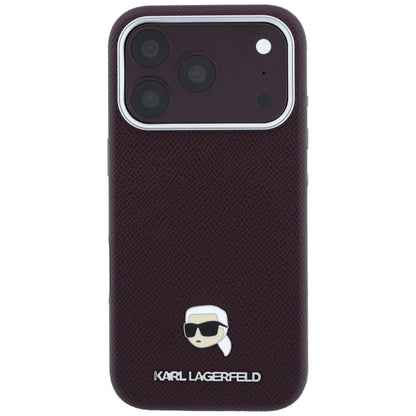 MagSafe tok Apple iPhone 18 Pro / 17 Pro számára, Karl Lagerfeld, Grained Karl Head's Metal, Bordó