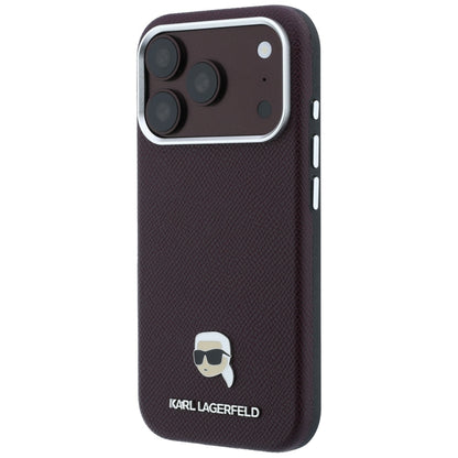 MagSafe tok Apple iPhone 18 Pro / 17 Pro számára, Karl Lagerfeld, Grained Karl Head's Metal, Bordó