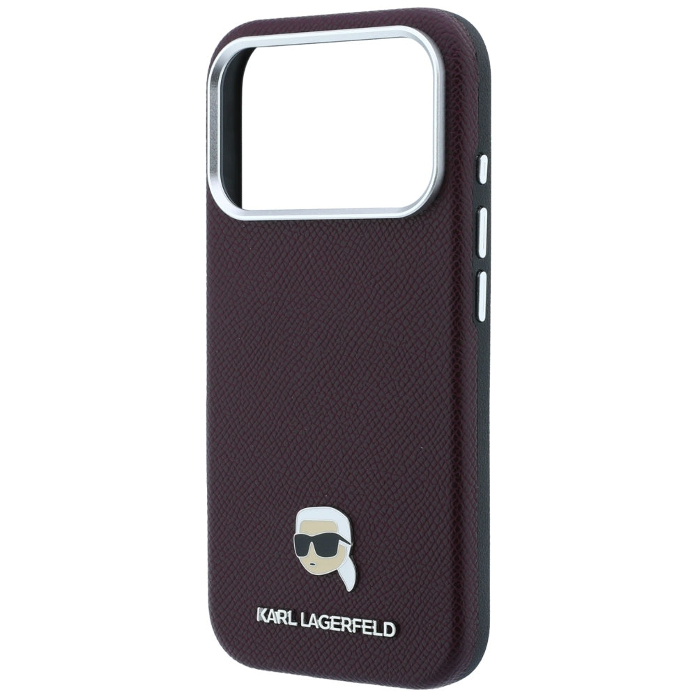 MagSafe tok Apple iPhone 18 Pro / 17 Pro számára, Karl Lagerfeld, Grained Karl Head's Metal, Bordó