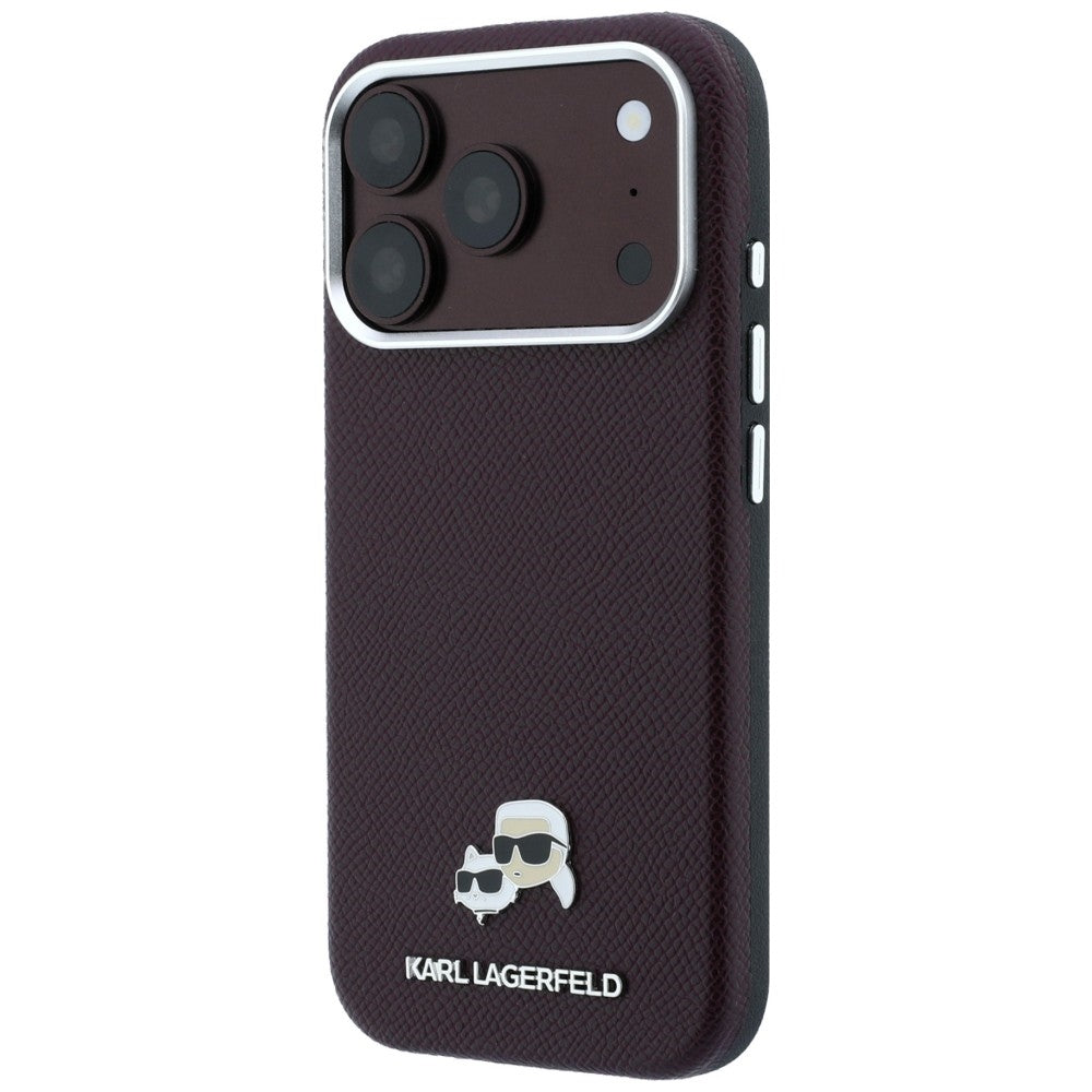 MagSafe tok Apple iPhone 18 Pro / 17 Pro-hoz, Karl Lagerfeld, Grained KC Heads, Bordó
