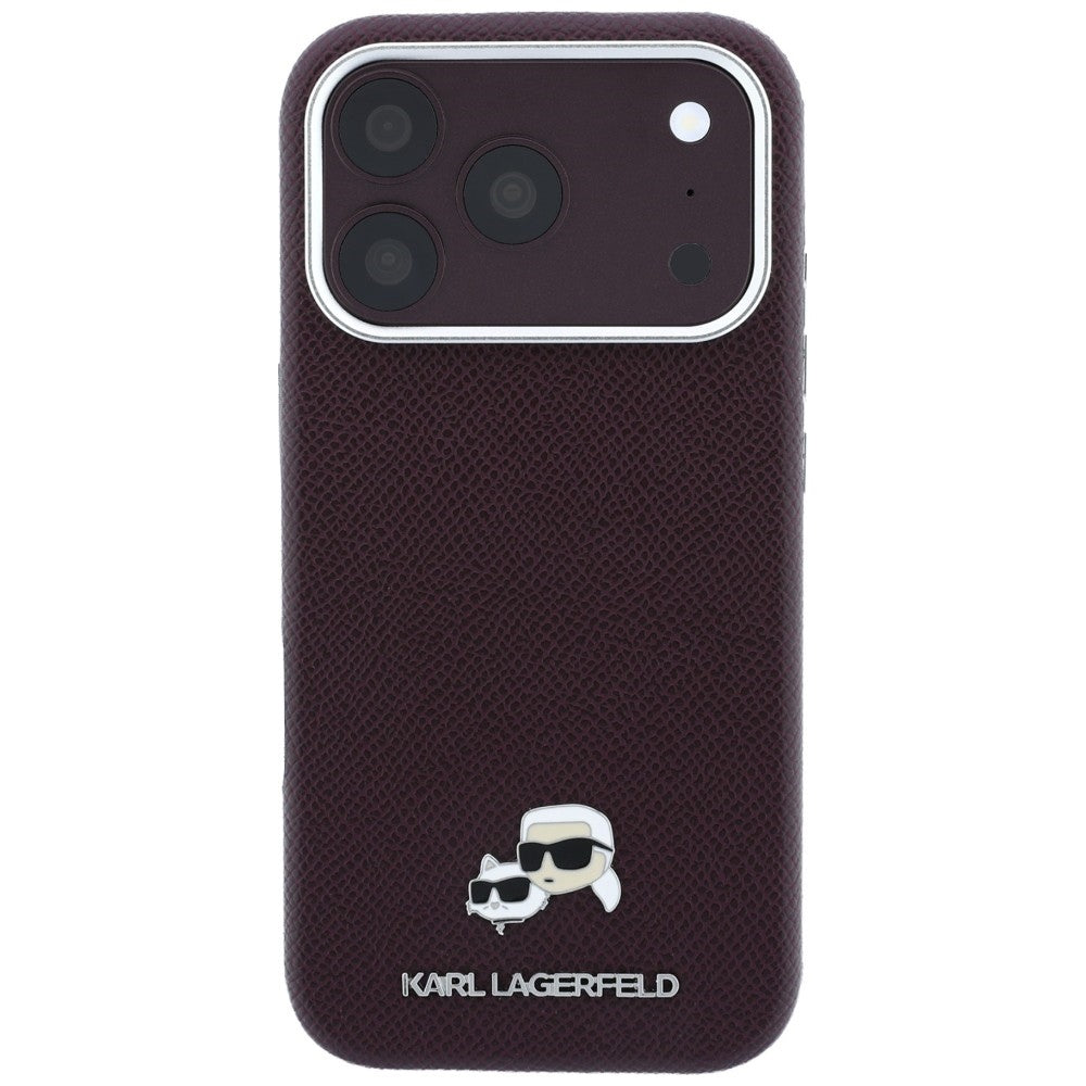 MagSafe tok Apple iPhone 18 Pro / 17 Pro-hoz, Karl Lagerfeld, Grained KC Heads, Bordó