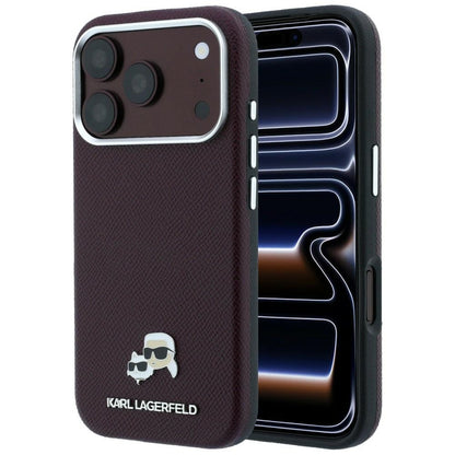 MagSafe tok Apple iPhone 18 Pro / 17 Pro-hoz, Karl Lagerfeld, Grained KC Heads, Bordó
