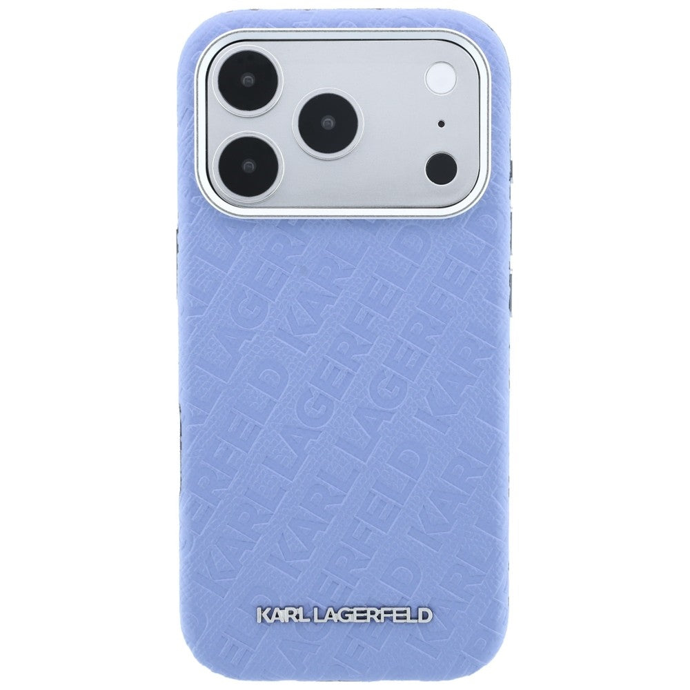 MagSafe tok Apple iPhone 18 Pro / 17 Pro-hoz, Karl Lagerfeld, szemcsés fém logó, kék
