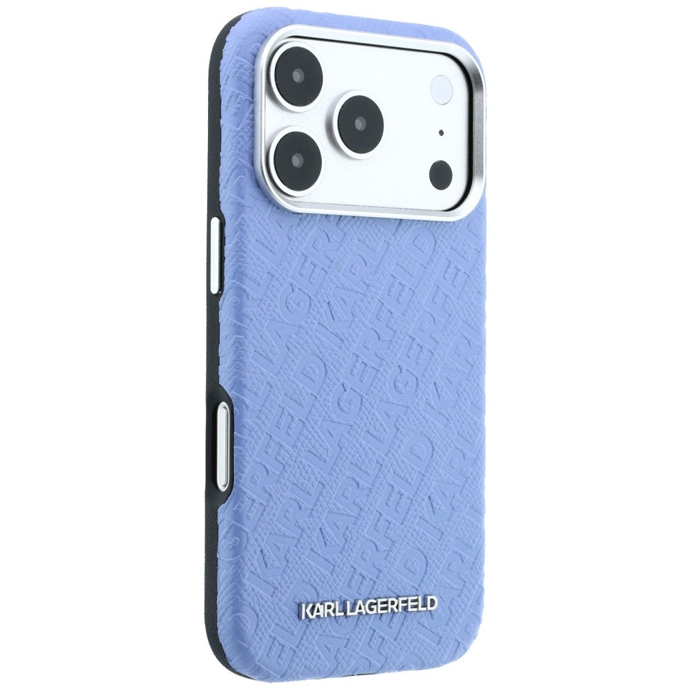 MagSafe tok Apple iPhone 18 Pro / 17 Pro-hoz, Karl Lagerfeld, szemcsés fém logó, kék