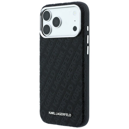 MagSafe Case for Apple iPhone 18 Pro / 17 Pro, Karl Lagerfeld, Grained Metal Logo, Black