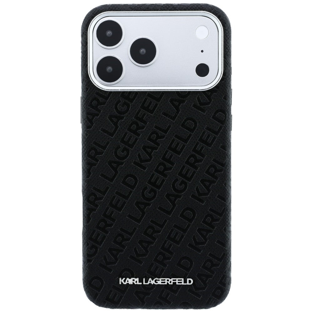 MagSafe Case for Apple iPhone 18 Pro / 17 Pro, Karl Lagerfeld, Grained Metal Logo, Black