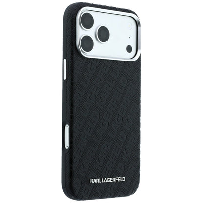 MagSafe Case for Apple iPhone 18 Pro / 17 Pro, Karl Lagerfeld, Grained Metal Logo, Black
