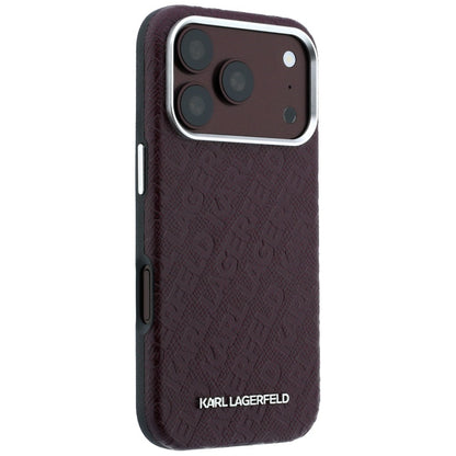 MagSafe tok Apple iPhone 18 Pro / 17 Pro-hoz, Karl Lagerfeld, szemcsés fém logó, bordó