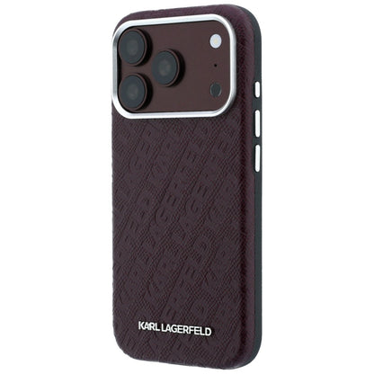 MagSafe tok Apple iPhone 18 Pro / 17 Pro-hoz, Karl Lagerfeld, szemcsés fém logó, bordó