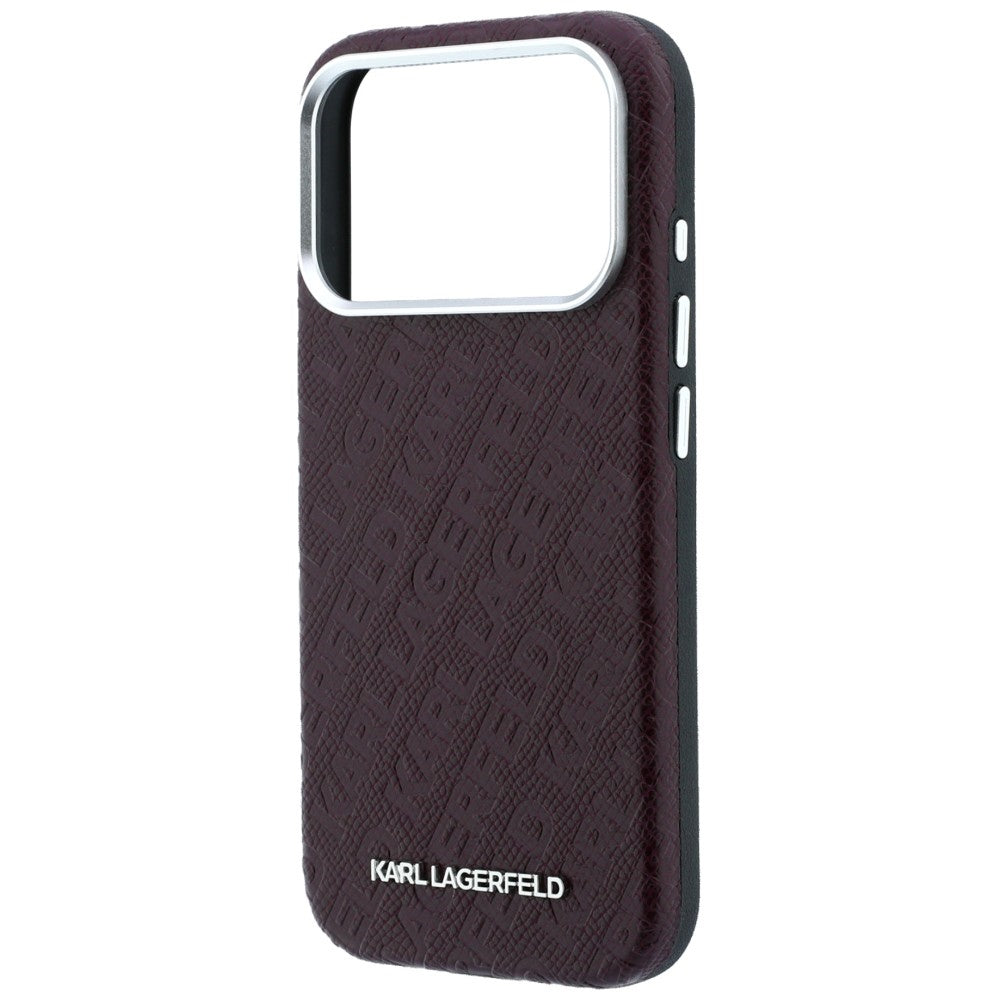 MagSafe tok Apple iPhone 18 Pro / 17 Pro-hoz, Karl Lagerfeld, szemcsés fém logó, bordó