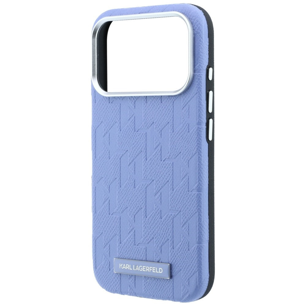MagSafe tok Apple iPhone 18 Pro / 17 Pro-hoz, Karl Lagerfeld, szemcsés mono gyanta logó, kék
