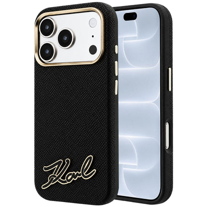 MagSafe tok Apple iPhone 18 Pro / 17 Pro készülékhez, Karl Lagerfeld, szemcsés gyanta logóval, fekete