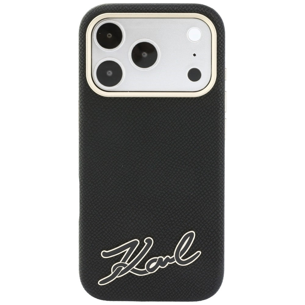 MagSafe tok Apple iPhone 18 Pro / 17 Pro készülékhez, Karl Lagerfeld, szemcsés gyanta logóval, fekete